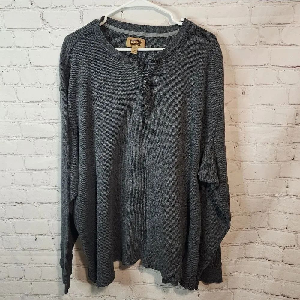 Men's The Foundry Supply Co longsleeve button-up thermal shirt, size 3XLT